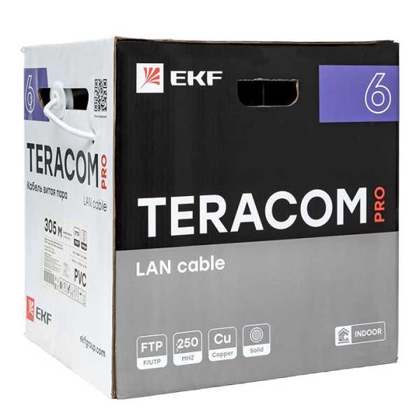 Кабель витая пара TERACOM PRO CAT.6 F/UTP 4 пары solid 23AWG оболочка PVC цвет серый (упак. 305м)