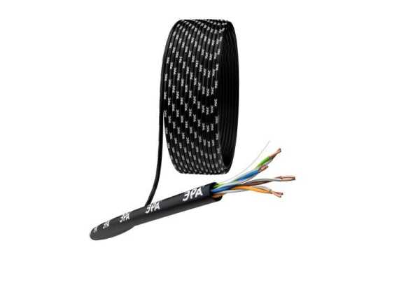 Кабель витая пара U/UTP кат.5E 4х2х24AWG solid CU PE Outdoor черн. (м) Б0044431