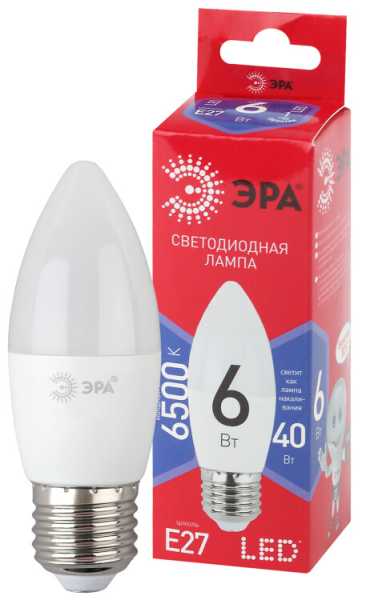 Лампы СВЕТОДИОДНЫЕ ЭКО LED B35-6W-865-E27 R (диод, свеча, 6Вт, хол, E27) Б0045340