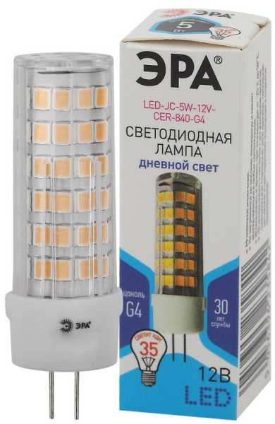 Лампочка светодиодная STD LED JC-5W-12V-CER-840-G4 G4 5Вт керамика капсула нейтральный белый свет Б0049088