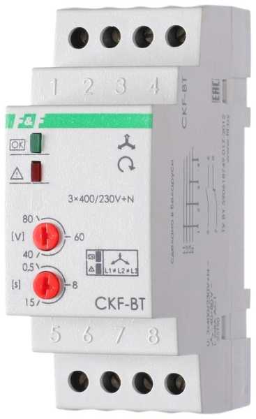 Реле контроля наличия и чередования фаз CKF-BT (монтаж на DIN-рейке 35мм; микропроцессорный; регулировка по EA04.002.004