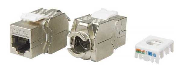 Вставка Keystone Jack RJ45 (8P8C) кат.5E экранир. KJ8-8P8C-C5e-180-TLS-SH-F-WH 180град. Toolless бел. 426191