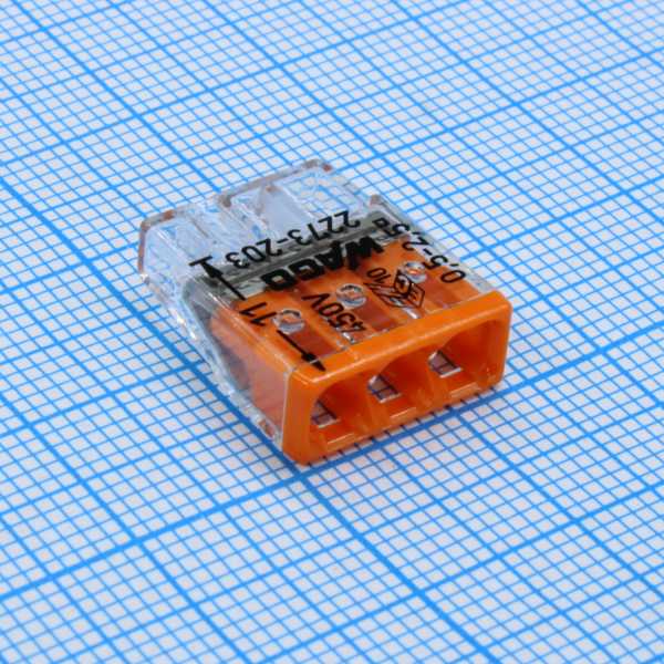 Клемма 3x2.5мм оранжевая/прозрачная 2273-203