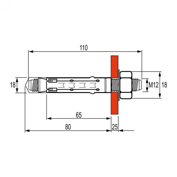 Анкер М12 стандартный со шпилькой (20шт) CM441274