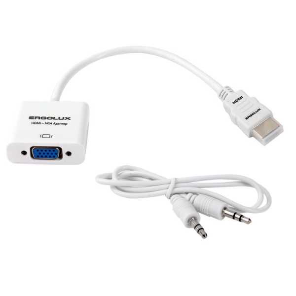 Переходник VGA-HDMI+AUX ELX-VA01P-HDMI комплект пластик пакет бел. 15297