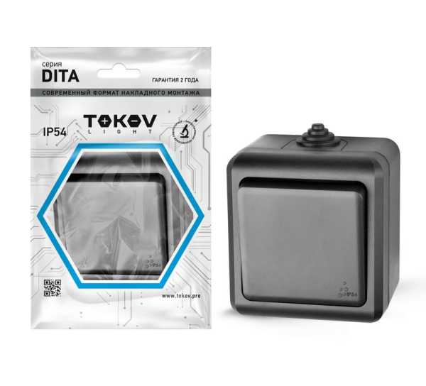 Выключатель 1-кл. ОП Dita IP54 10А 250В карбон TKL-DT-V1-C14-IP54