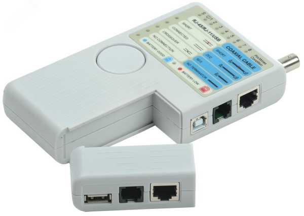 Тестер для витой пары 4в1 RJ45/RJ11/BNC/USB с элементом питания WH3468