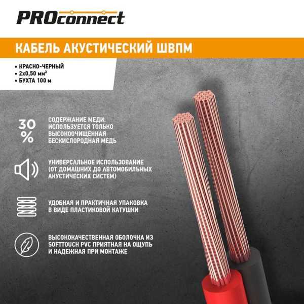 Кабель Stereo 2х0.5 К/Ч (уп.100м) 01-6103-6