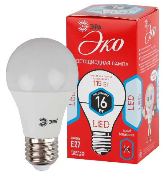 Лампочка светодиодная RED LINE ECO LED A60-16W-840-E27 Е27 / E27 16Вт груша нейтральный белый свет Б0031707