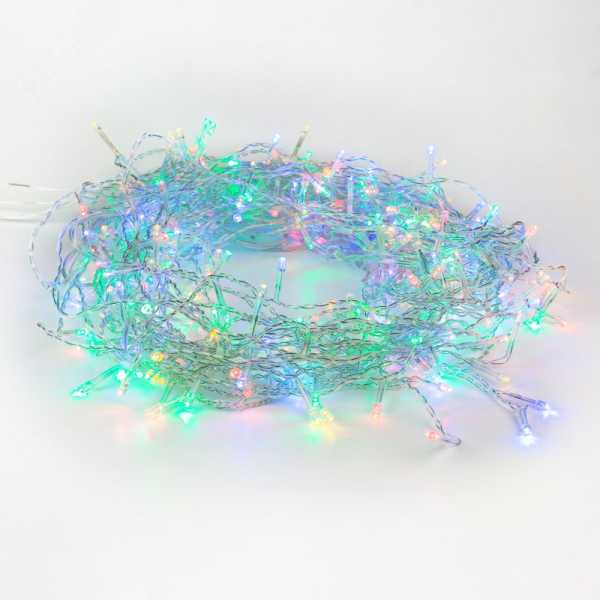 Гирлянда светодиодная &amp;amp;quot;Светодиодный Дождь&amp;amp;quot; 1.5х1м 96LED мультиколор 8Вт 230В IP20 с контроллером провод прозр. 235-029