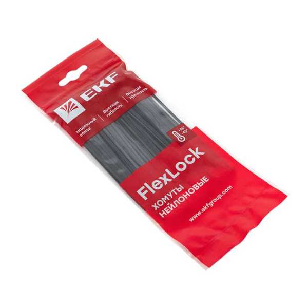 Хомут P6.6 стандартный (ч), 3.6x180 (100шт) FlexLock PROxima plc-fl-ctsb-3.6x180
