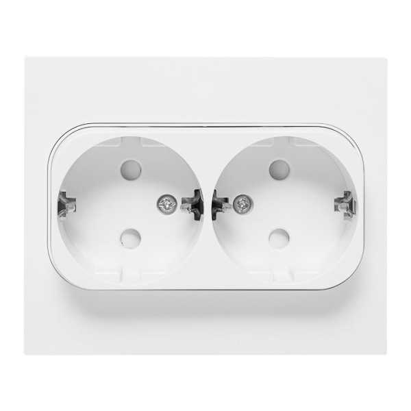 Розетка 2-м СП Стокгольм 16А IP20 с заземл. защ. шторки бел. PROxima EXR16-128-10