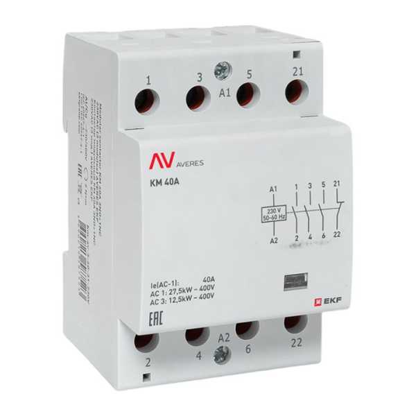 Контактор модульный КМ 40А 3NO+1NC 230VAC (3 мод.) AVERES EKF