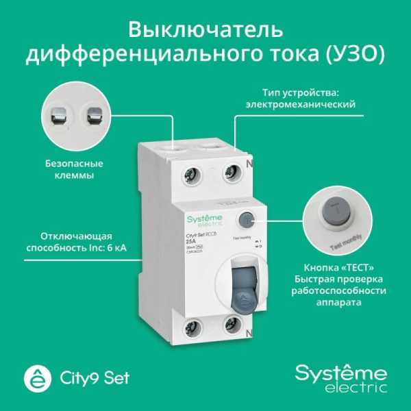 Выключатель дифференциального тока (УЗО) 2п 25А 30мА тип AC City9 Set 230В SE C9R36225