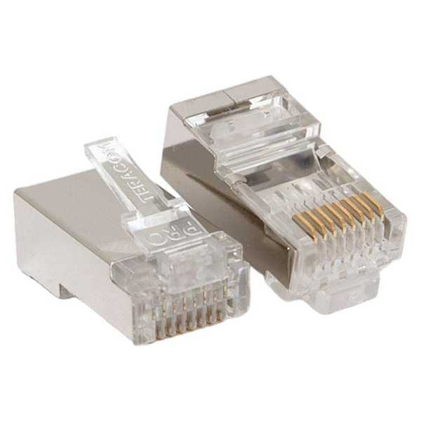 Коннектор RJ-45 TERACOM PRO экранированный 8P8C 30мкд Cat.6 (упак.20шт)