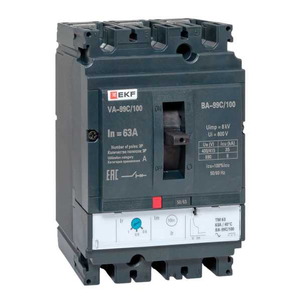 Выключатель автоматический 3п 100/63А 36кА ВА-99C Compact NS PROxima mccb99C-100-63