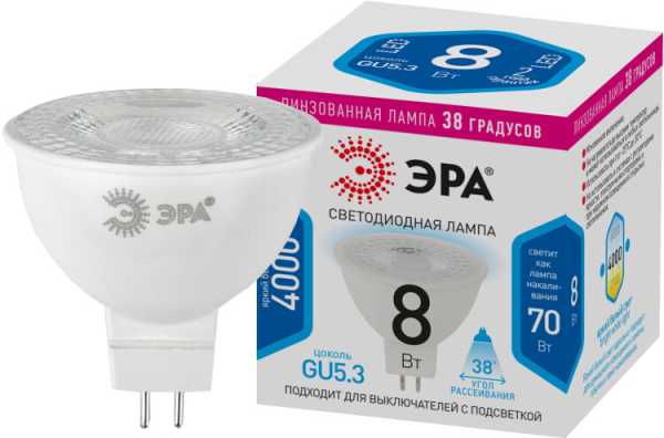 Лампа светодиодная STD LED Lense MR16-8W-840-GU5.3 8Вт MR16 софит 4000К нейтр. бел. GU5.3 650лм 170-265В линзованная Б0054939