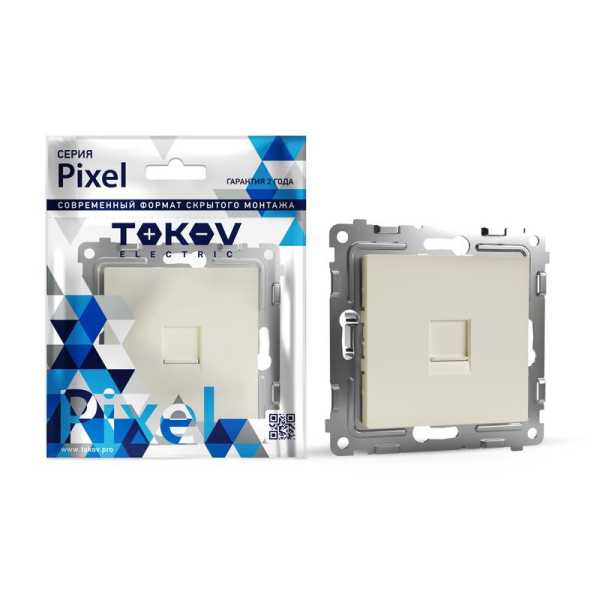 Розетка компьютерная 1-м СП Pixel RJ45 кат.5E механизм беж. TKE-PX-RC1-C02