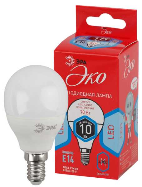 Лампочка светодиодная RED LINE ECO LED P45-10W-840-E14 Е14 / E14 10Вт шар нейтральный белый свет Б0032969