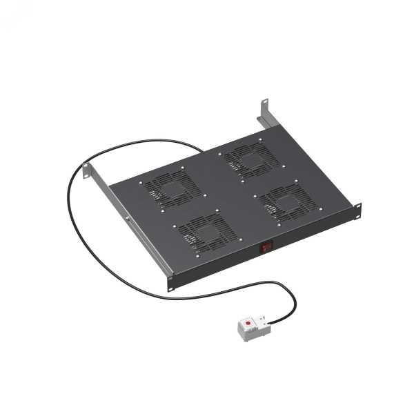 19" Вентиляторный модуль 4 вентилятора с термостатом для 19" IT-корпусов ДКС серии STI/CQE, RAL9005 R519VSIT4FTB 19" Вентиляторный модуль 4 вентилятора с термостатом для 19" IT-корпусов ДКС серии STI/CQE, RAL9005 R519VSIT4FTB