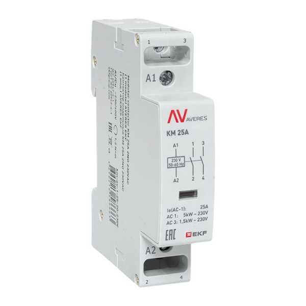 Контактор модульный КМ 25А 2NО 230VAC (1 мод.) AVERES EKF