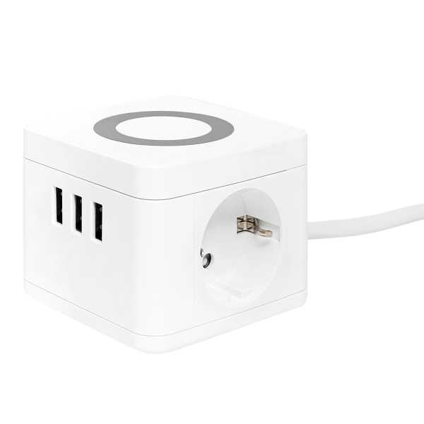 Удлинитель "Куб" 2х1.3м 3USB 2.4А+зарядное устройство 1кв.мм UBA-CUB-3-WC