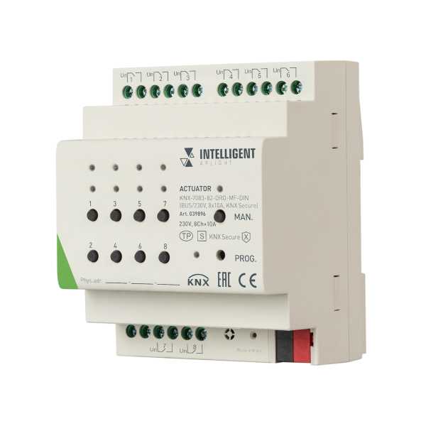 INTELLIGENT ARLIGHT Актуатор KNX-7083-82-DRO-MF-DIN (BUS/230V, 8x10А, KNX Secure) 039896