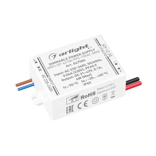 Блок питания ARPJ-SP-42100-PFC-TRIAC-MINI (4W, 21-42V, 100mA) 047584