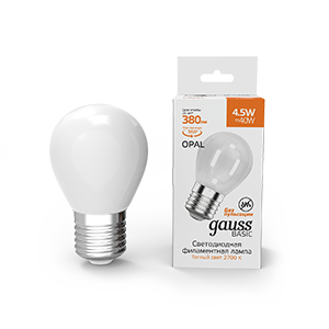 Лампа Basic Filament Шар 4,5W 380lm 2700К Е27 milky LED 1/10/50 1055215