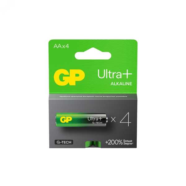 Батарейка алкалиновая c технологией G-tech GP Ultra Plus Alkaline 15А AА - 4 шт. на блистере 1197