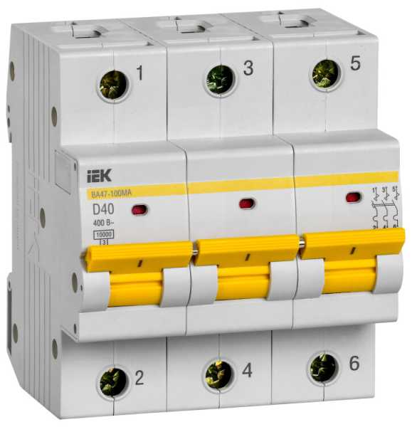 Автоматический выключатель ВА47-100МА без тепл. расцеп. 3P 40А 10кА D MVA43-3-040-D
