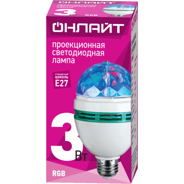 Лампа светодиодная 61 120 OLL-DISCO-3-230-RGB-E27 3Вт 61120