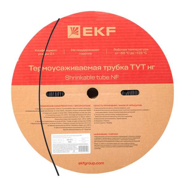 Термоусаживаемая трубка ТУТ нг 4/2 черная рулон PROxima tut-4-b