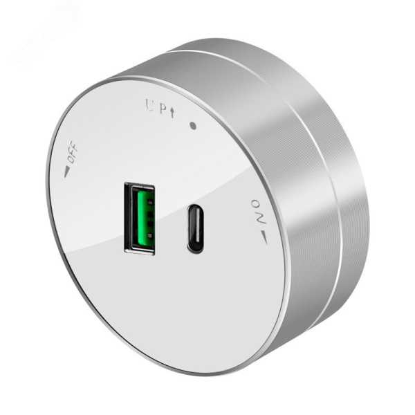 MultiTrack Розетка 2хUSB (тип А+С) 18Вт, 5В/3А Белый MTK13003W