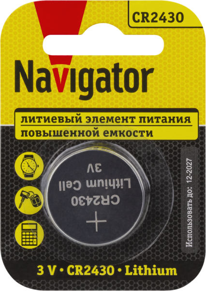 Элемент питания литиевый CR2430 93 828 NBT-CR2430-BP1 (блист.1шт) 93828