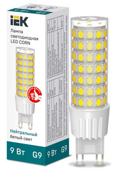 Лампа LED CORN капсула 9Вт 230В 4000К керамика G9 LLE-CORN-9-230-40-G9