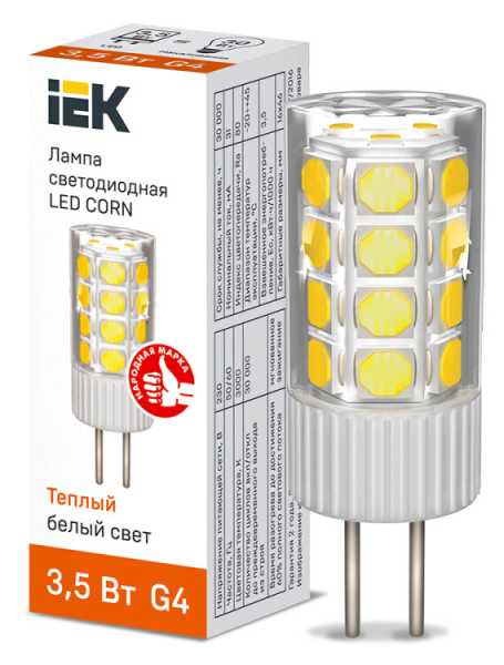 Лампа LED CORN капсула 3,5Вт 230В 3000К керамика G4 LLE-CORN-4-230-30-G4